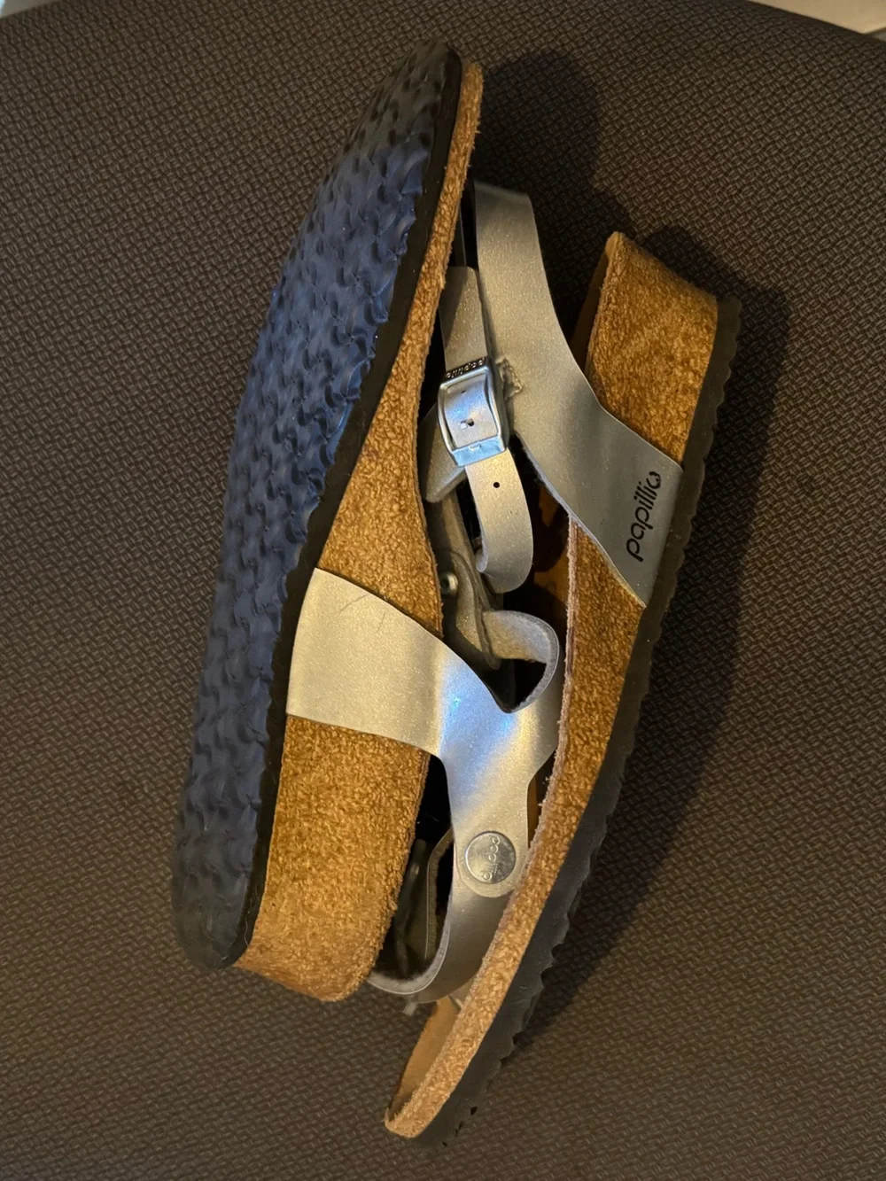 Papillo by Birkenstock Metallic Silver Ashley T-Strap Sandals